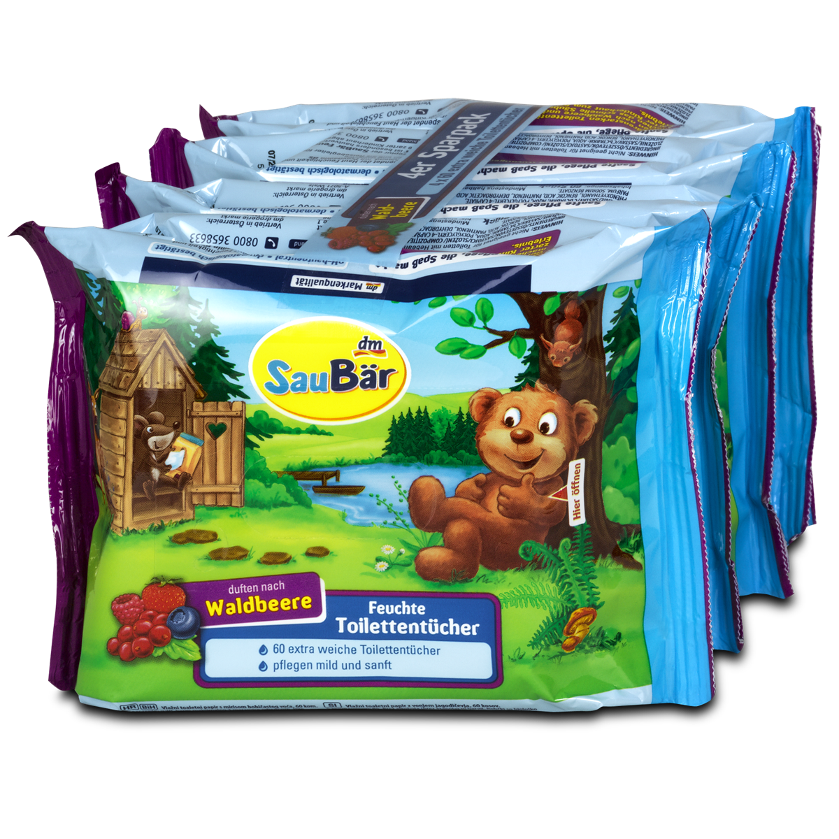 SauBär Feuchte Toilettentücher Waldbeere 240 Bl. 4,55 €