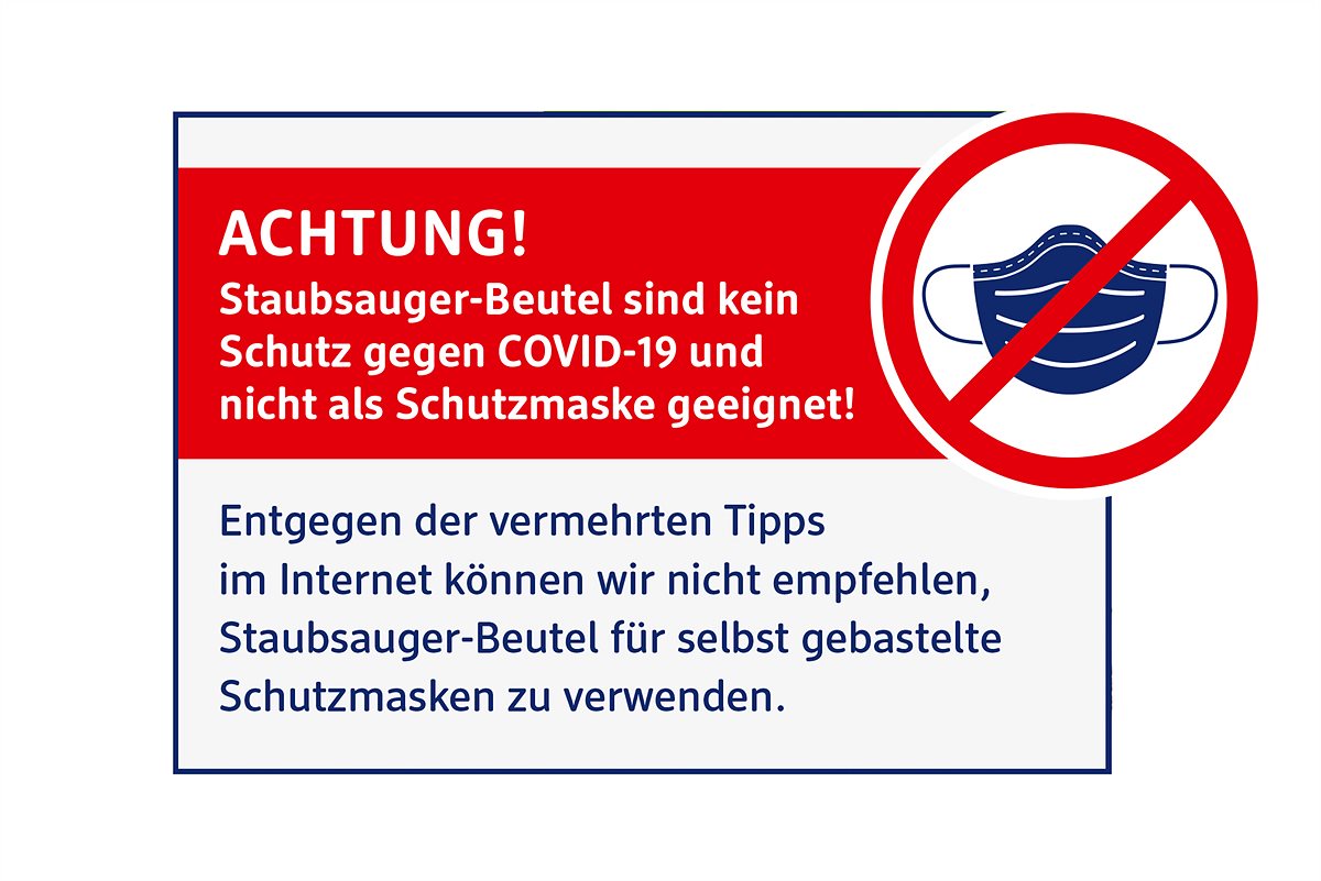 dm warnt vor der Herstellung von Schutzmasken aus Staubsaugerbeutel