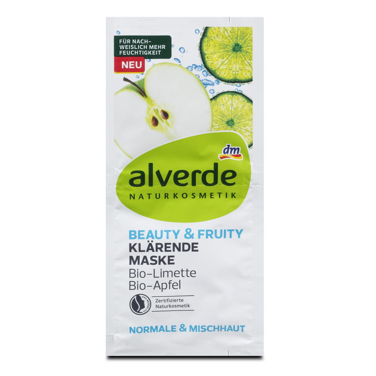 Neu im Sortiment von alverde NATURKOSMETIK: die Klärende Maske und die feuchten Reinigungstücher der Pflege-Serie „Beauty & Fruity“.